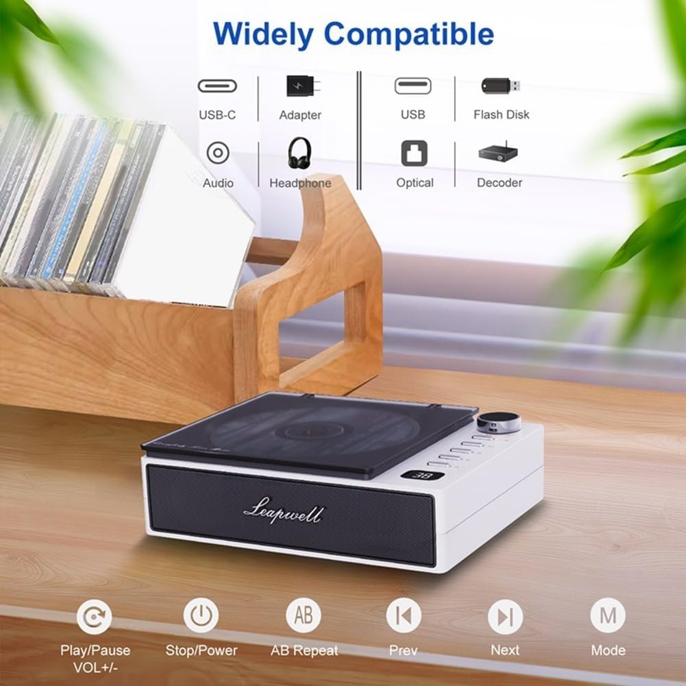 Portable CD Player Bluetooth Speaker FM Radio USB Optical Rechargeable