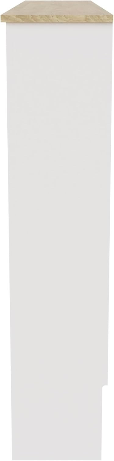 Medium White Radiator Cover – Modern MDF Slatted Heater Cabinet with Shelf