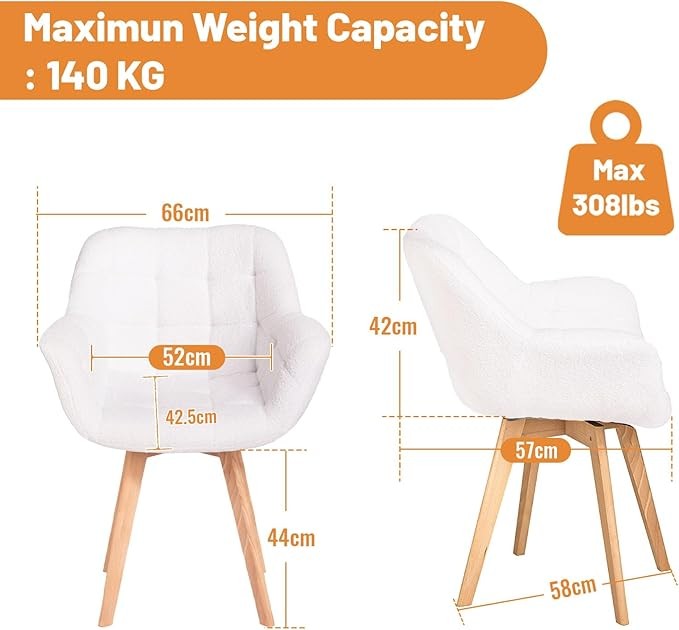 Boucle Swivel Accent Armchair Vanity Makeup Chair White Wood Legs