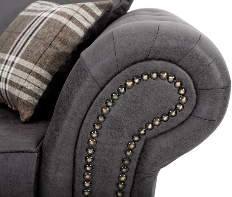 Leather 2C2 Corner Sofa High Back Black 5 Seater Modern L Shape Settee