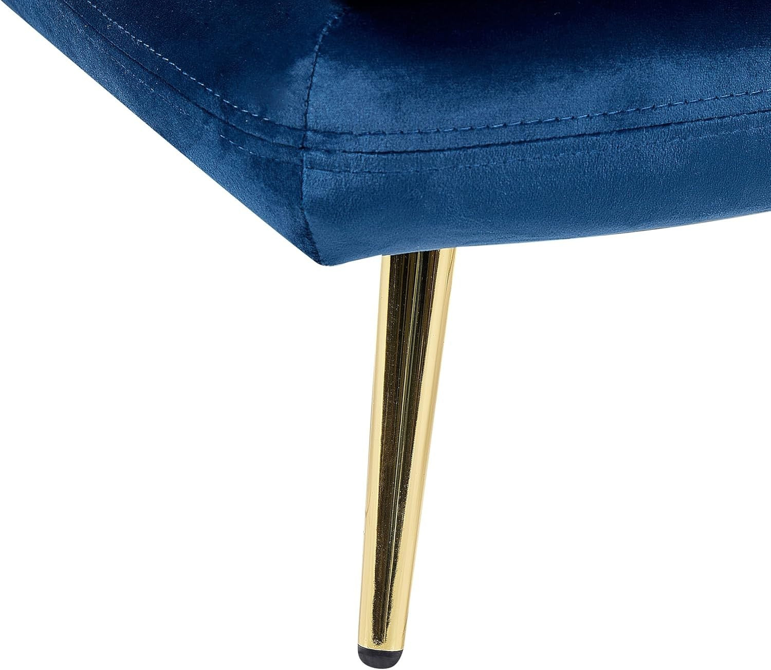 Left Hand Blue Velvet Tufted Chaise Lounge Thick Cushions Living Room