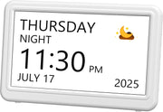 7” Dementia Calendar Clock Large Day Date Time Display Auto Dim Alarms