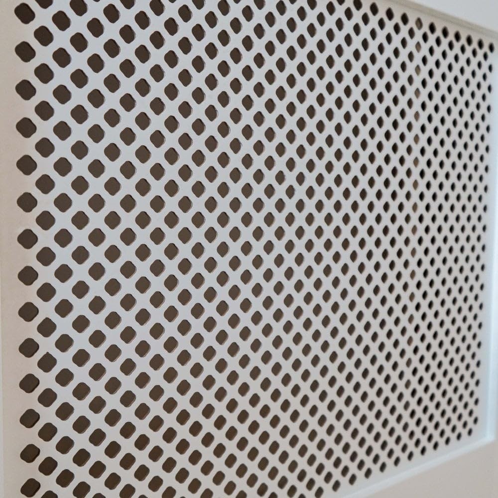 White MDF Radiator Cover Mini | Traditional Diamond Slat Cabinet