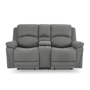 2 Seater Recliner Sofa with Cupholders Storage Console Grey Air Leather