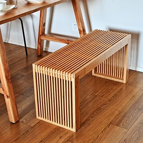 Nature Bamboo Dining Bench 35 Inch Farmhouse Indoor Kitchen & Entryway Seat