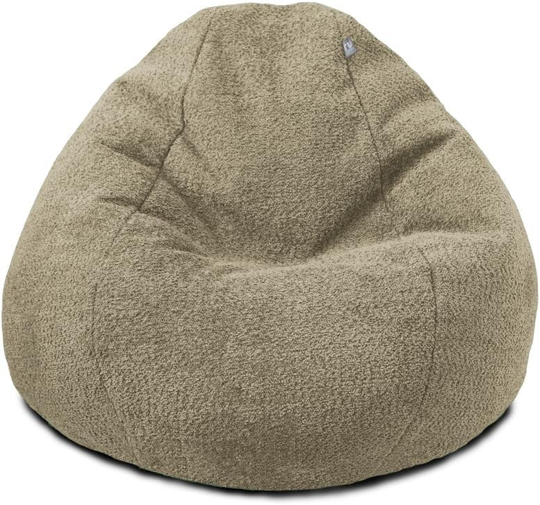 Mushroom Boucle Bean Bag Chair Adult Lounge Seat – Soft 110x80cm Sofa