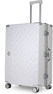 Large Zipperless Polycarbonate Suitcase Dual TSA Locks Spinner Wheels White