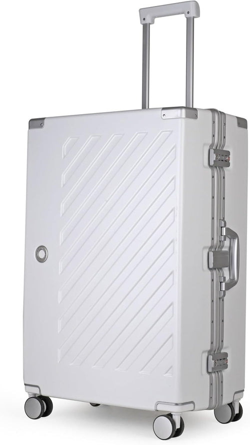 Large Zipperless Polycarbonate Suitcase Dual TSA Locks Spinner Wheels White