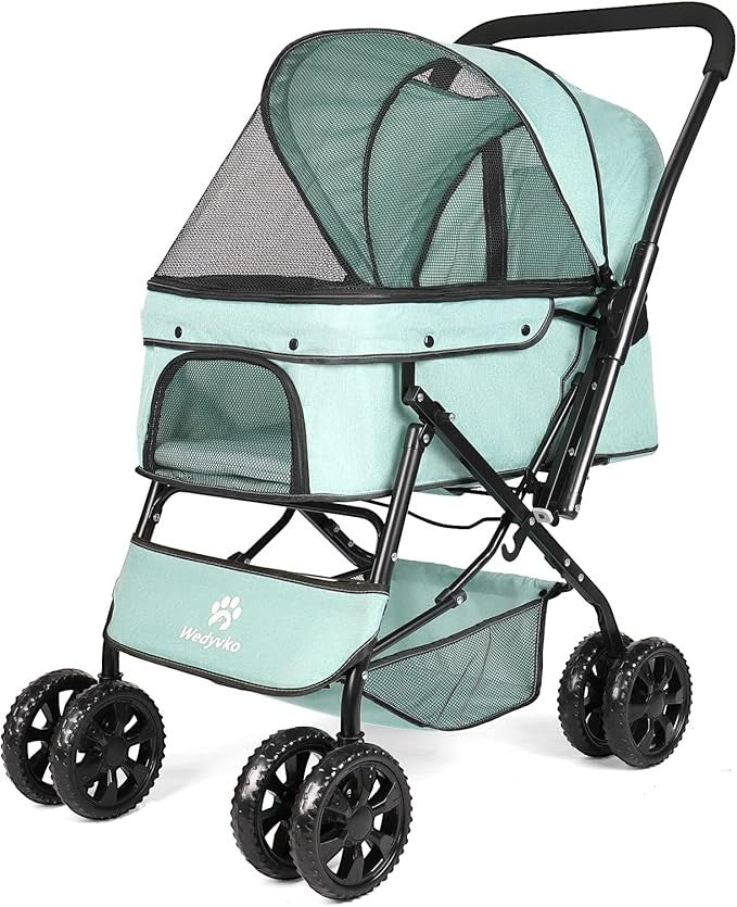 Pet Stroller Foldable Dog Cat Pushchair 360° Wheels Lightweight Travel Pram