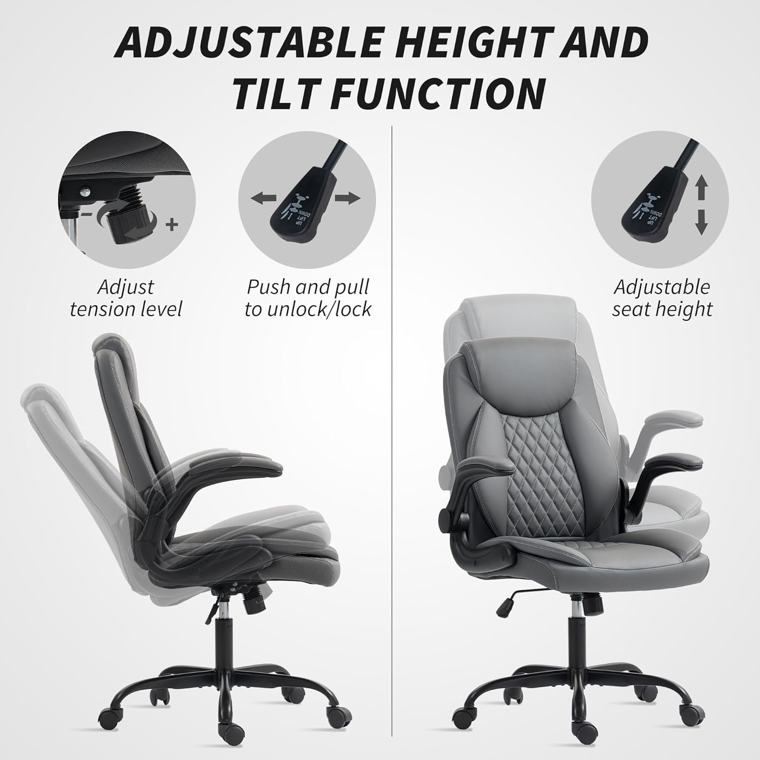 Executive Office Chair Faux Leather Ergonomic Swivel Desk PC Computer Seat