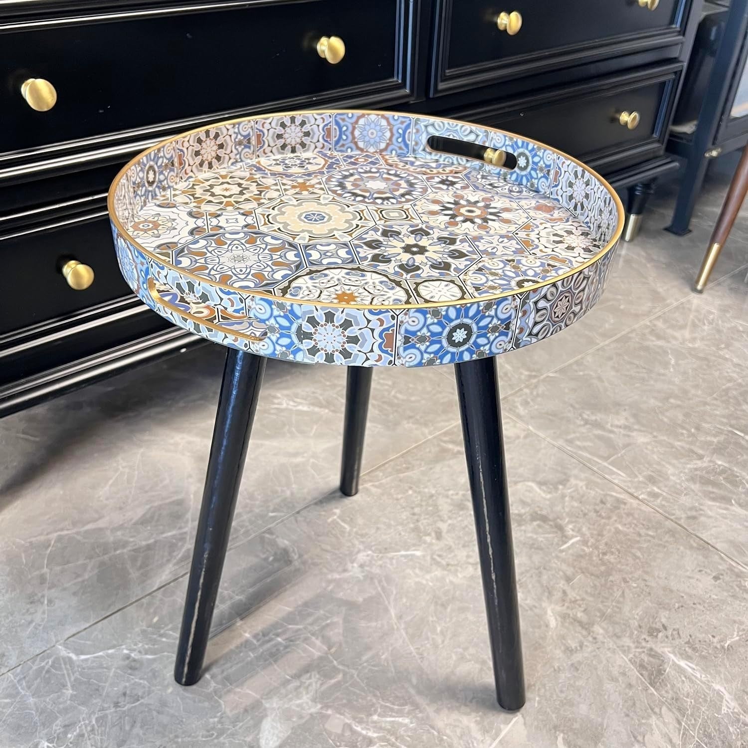 Bohemian Round Side Table – 50x38x38cm Detachable Legs