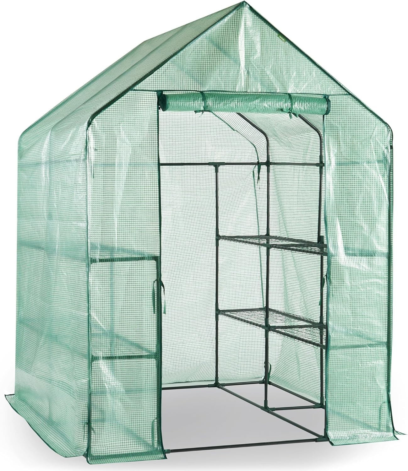 Large Walk-In Greenhouse with 8 Shelves | Heavy-Duty Steel Frame | Weatherproof