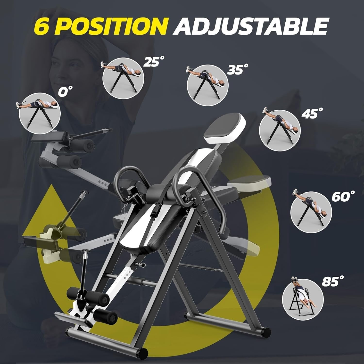 Heavy Duty Inversion Table 300lb Back Stretcher Adjustable Belt