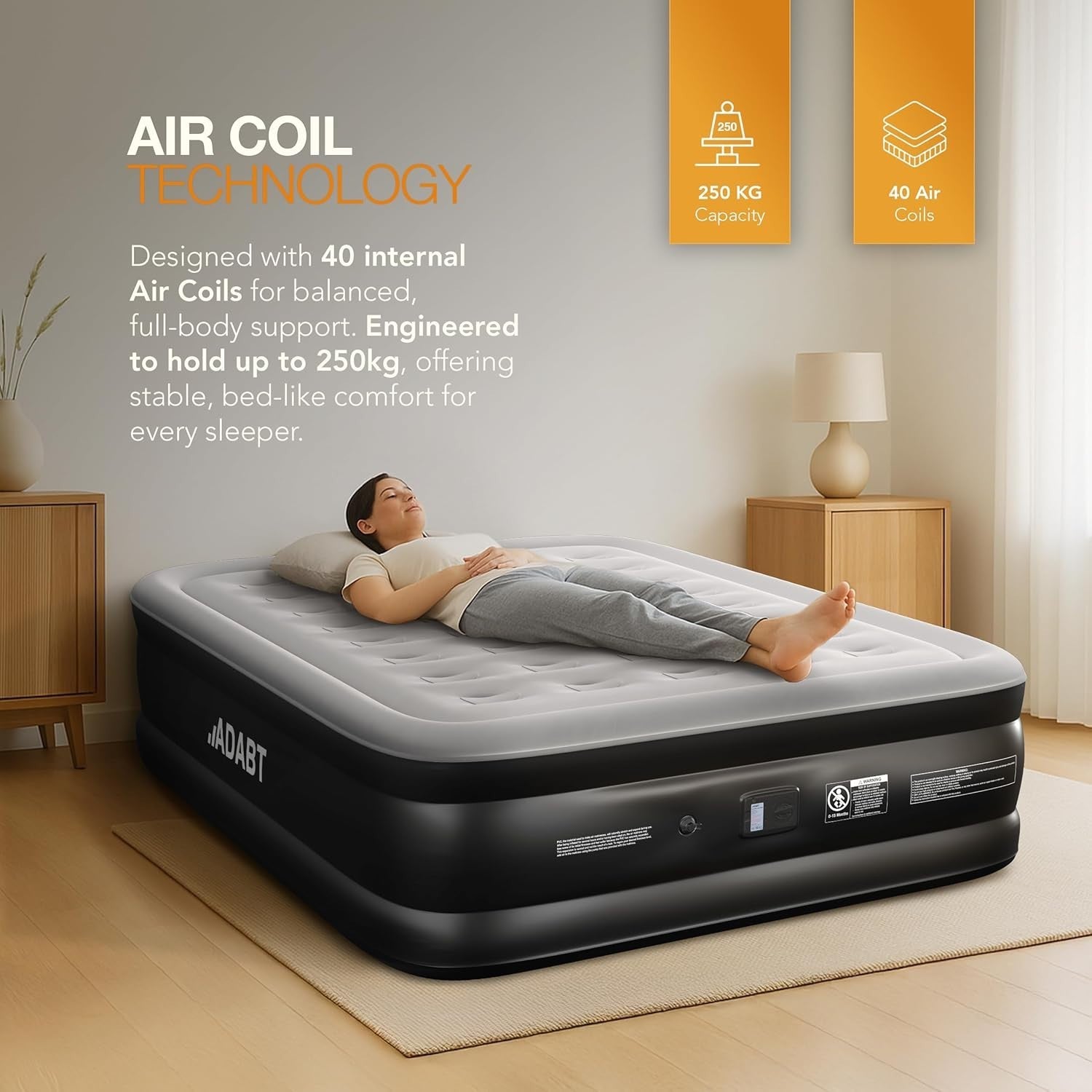 King Inflatable Air Mattress with Built-In Pump | Flocked, Waterproof, Durable B