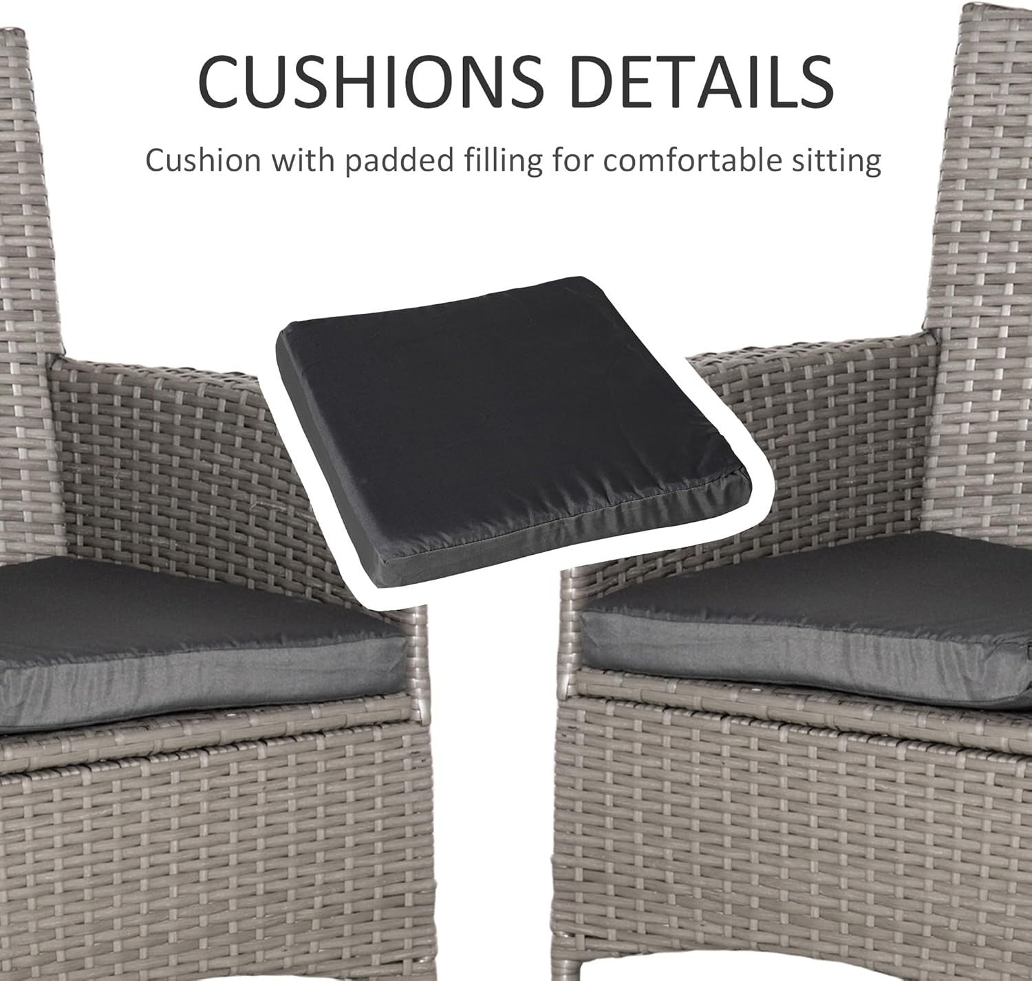 Set of 4 Rattan Garden Dining Chairs with Cushions High Back Patio Seating
