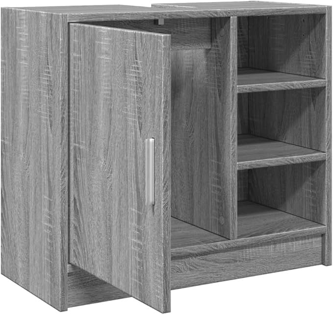 Grey Sonoma Bathroom Sink Cabinet 63cm Modern Storage Cupboard with Shelves