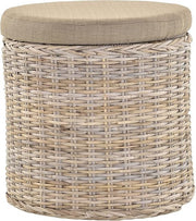 Luxury Rattan Round Laundry Basket with Padded Seat & Lid – Grey Storage Hamper