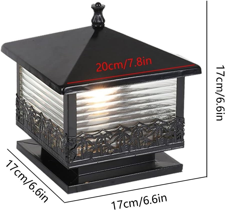 Modern Patio Pillar Light – Brass Outdoor Post Lantern (17.3in)