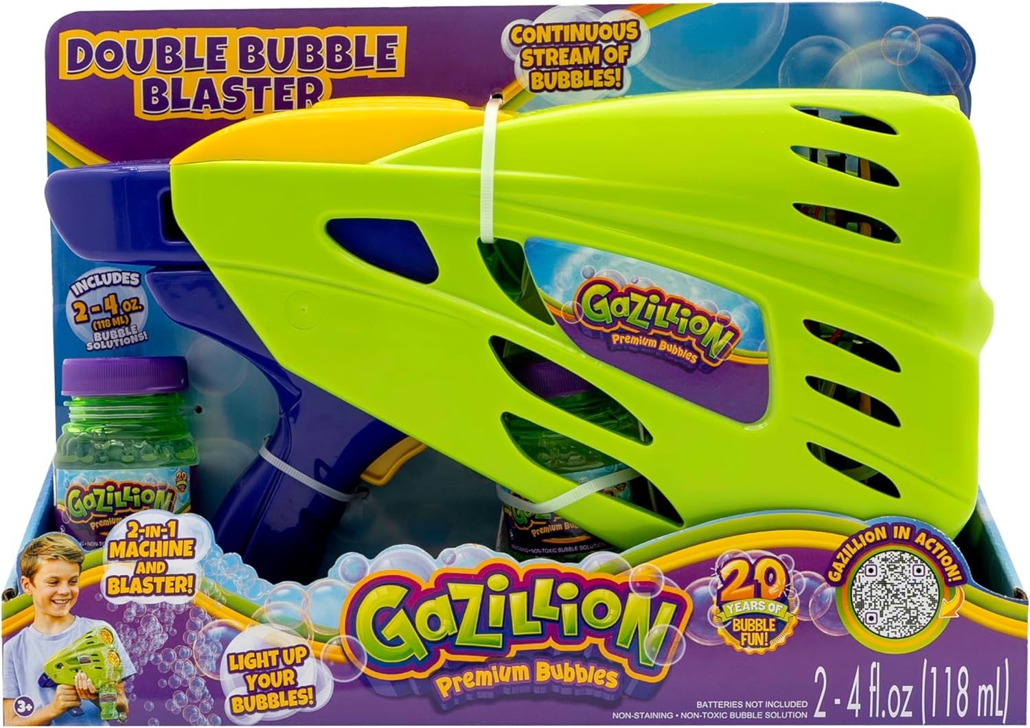 Rechargeable 2 in 1 Bubble Gun Wand LED Light Kids Toy