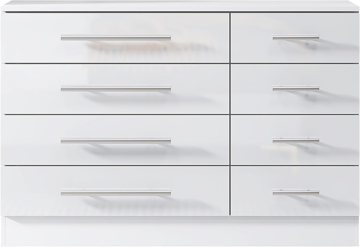8 Drawer White High Gloss Chest of Drawers Modern Bedroom Storage Cabinet