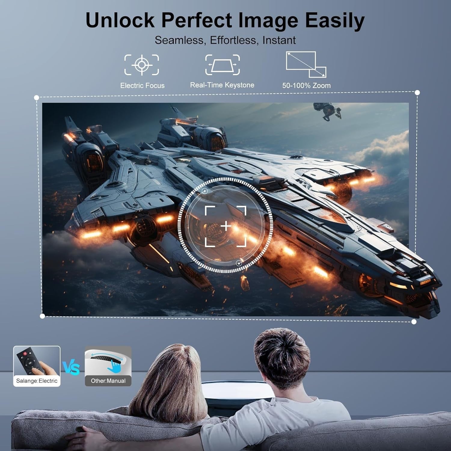 1080P Smart Projector Netflix 800 ANSI WiFi 6 Bluetooth Auto Focus