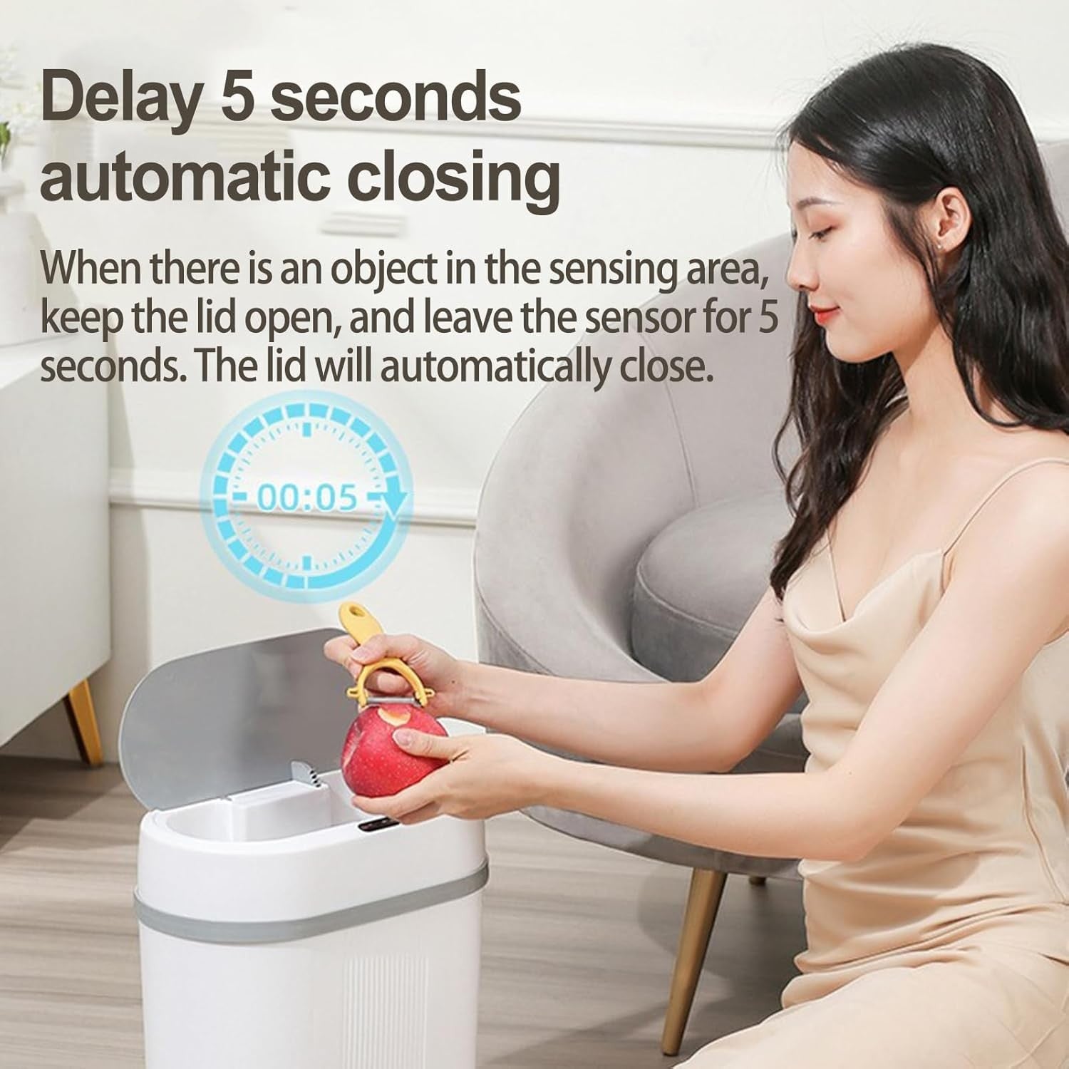 Large Motion Sensor Touchless Trash Can – Slim Space-Saving BinN/A