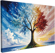 CHDITB Abstract Tree of Live Wall Art,Blue Yellow Tree Canvas Prints Poster,Natu