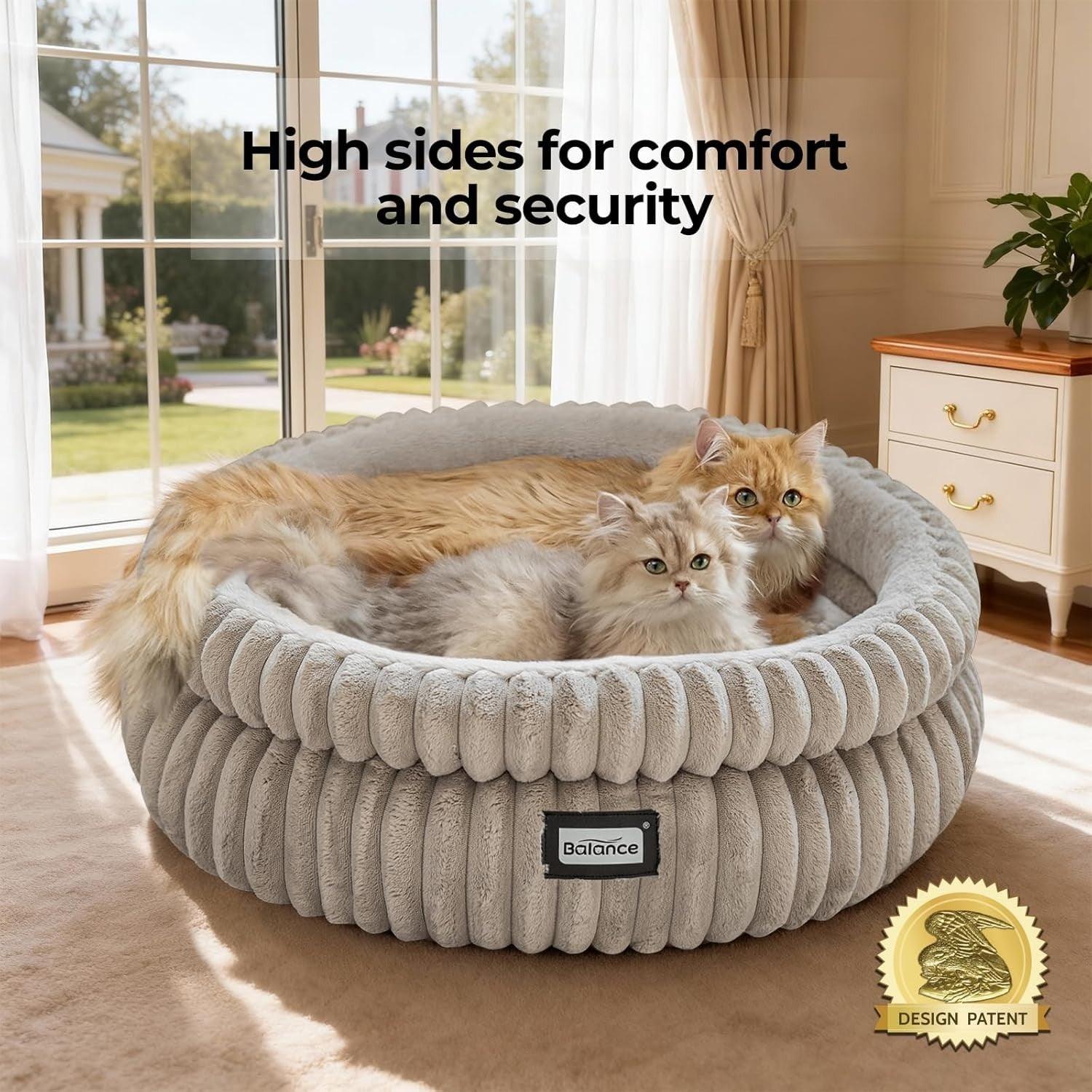 Washable Round Cat Bed Plush Faux Fur Kitten Puppy Cushion Non Slip