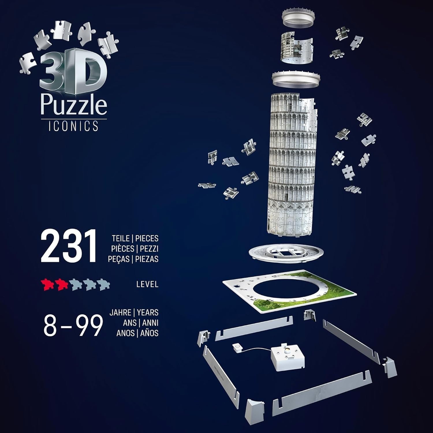 3D Tower Puzzle with LED Light Famous Landmark Building Model Kit