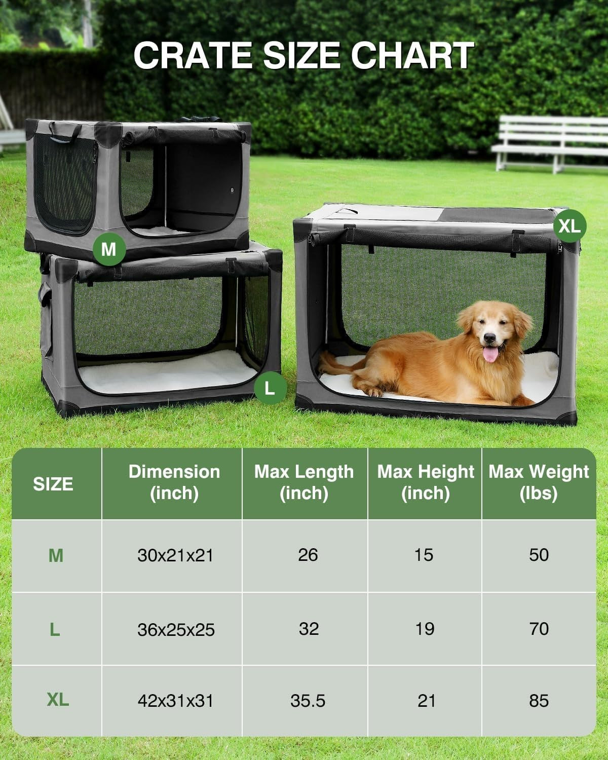 Portable Foldable Soft Dog Crate Kennel 76x54x54cm with Mesh Windows Grey
