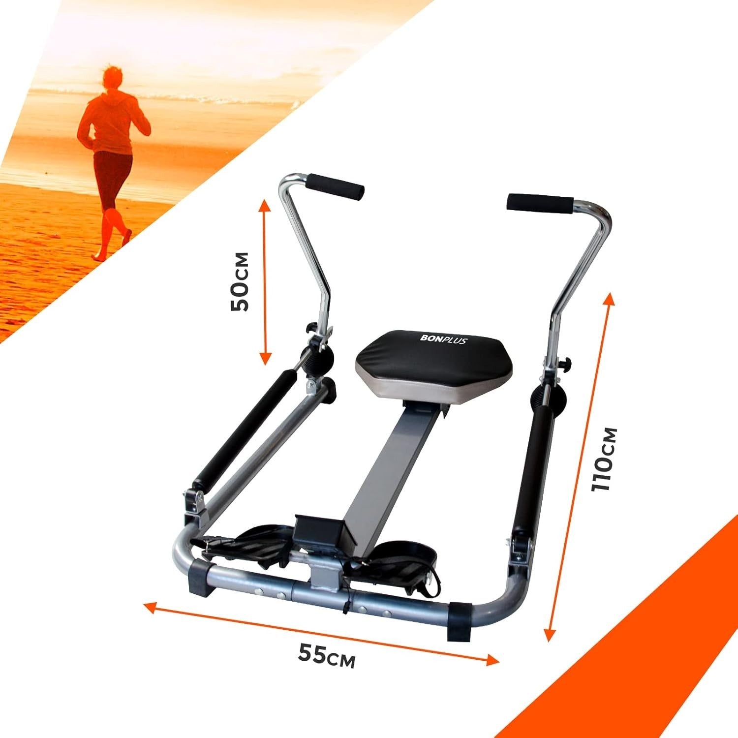 Compact Hydraulic Rowing Machine Adjustable Resistance LCD Home Rower 120KG