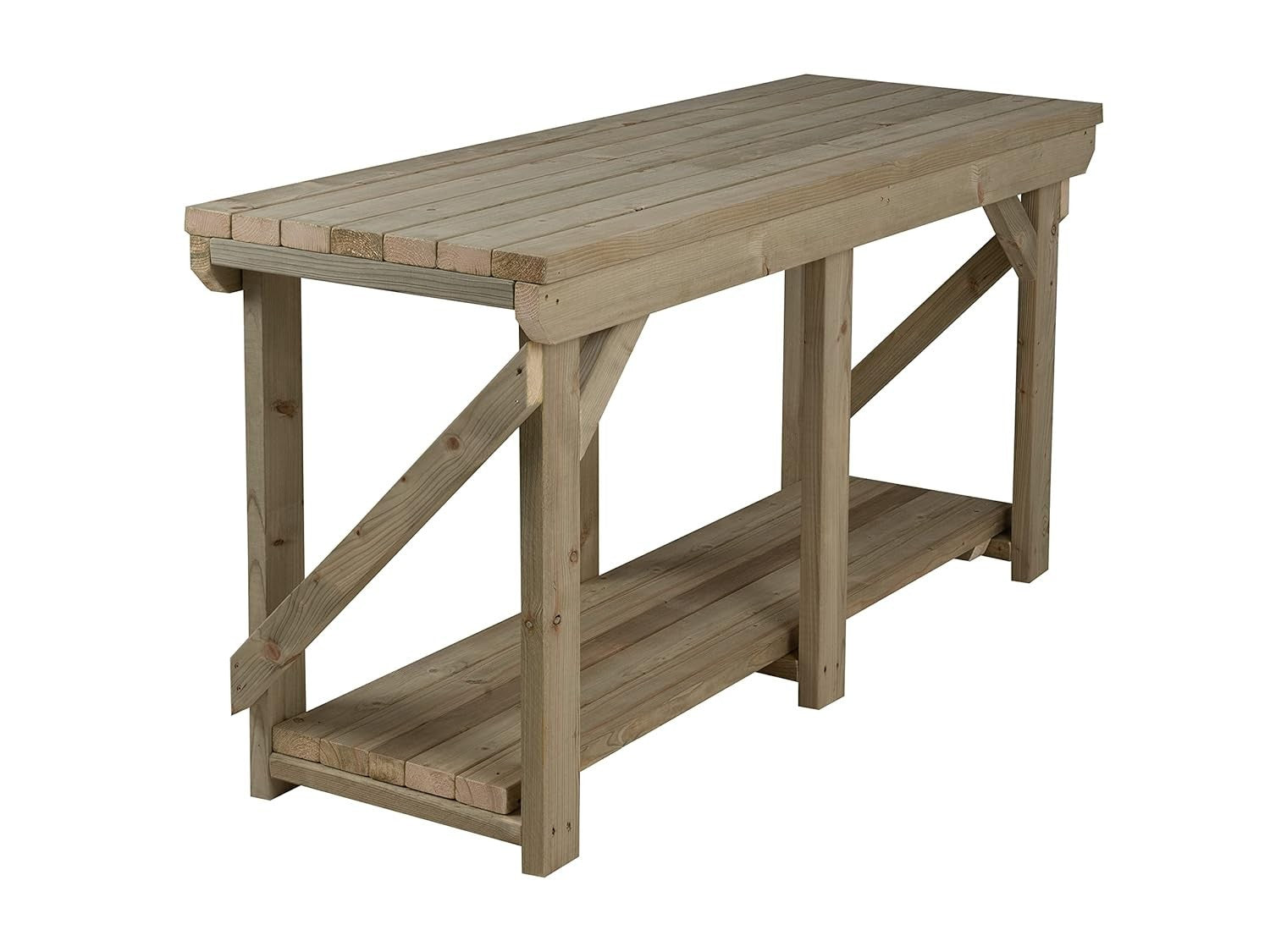 Pressure Treated Wood Workbench 8ft Heavy Duty 240x64x90cm Garage Table