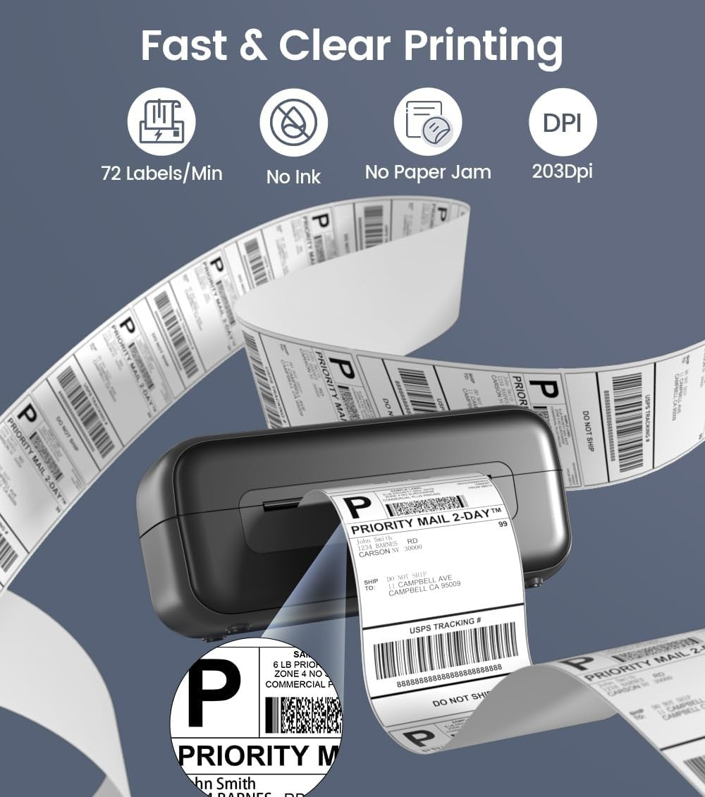4x6 Bluetooth Thermal Label Printer Shipping Inkless