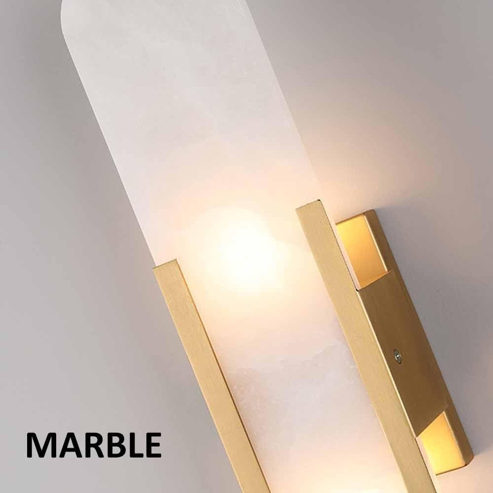 Modern Marble Wall Sconces Set of 2 - Gold LED Bathroom Vanity Lights