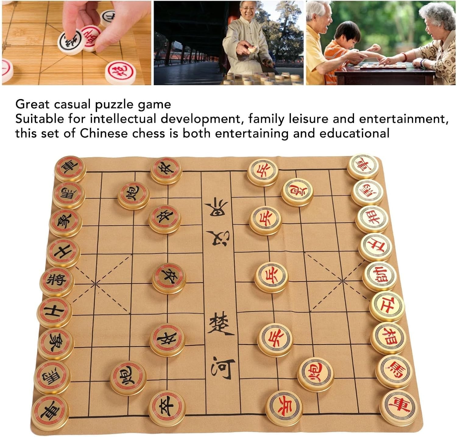 Luxury Xiangqi Chinese Chess Set Aluminum Pieces Travel Case