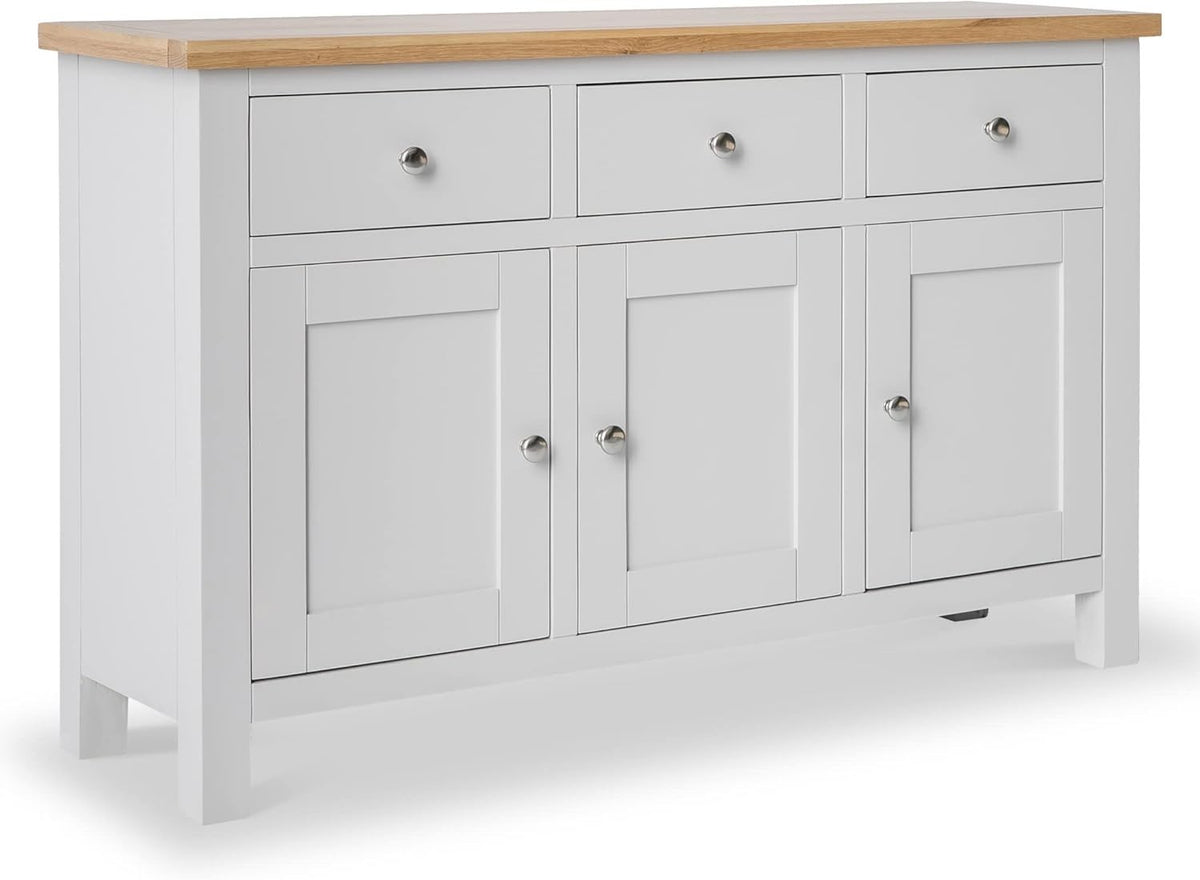 Large Grey Sideboard Oak Top 3 Drawer 3 Door Cabinet Hallway Storage