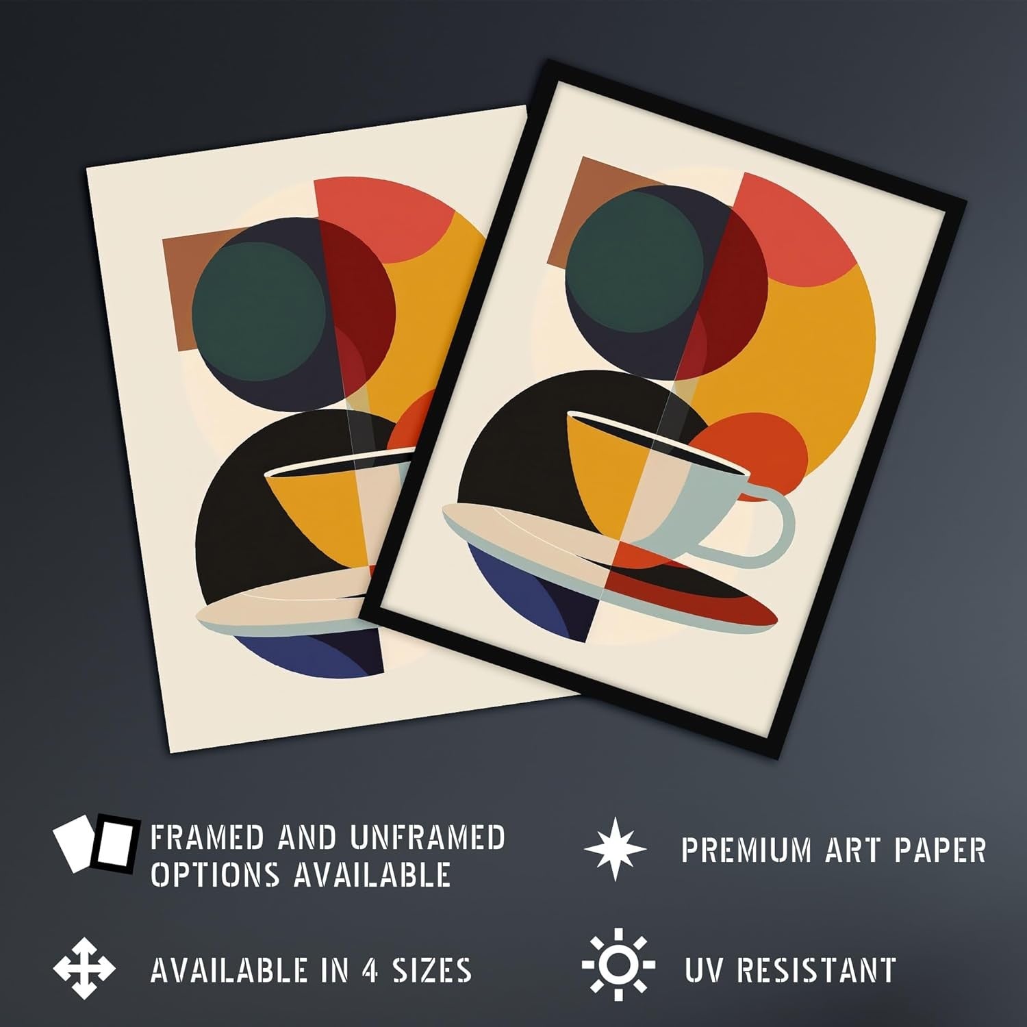Bauhaus Coffee Cup Framed Wall Art 12x16in Kitchen Print