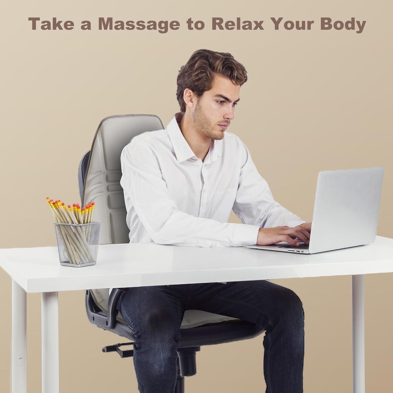 Vibration Back Massager with Heat 10-Motor Seat Cushion 2 Heat Levels for Chair