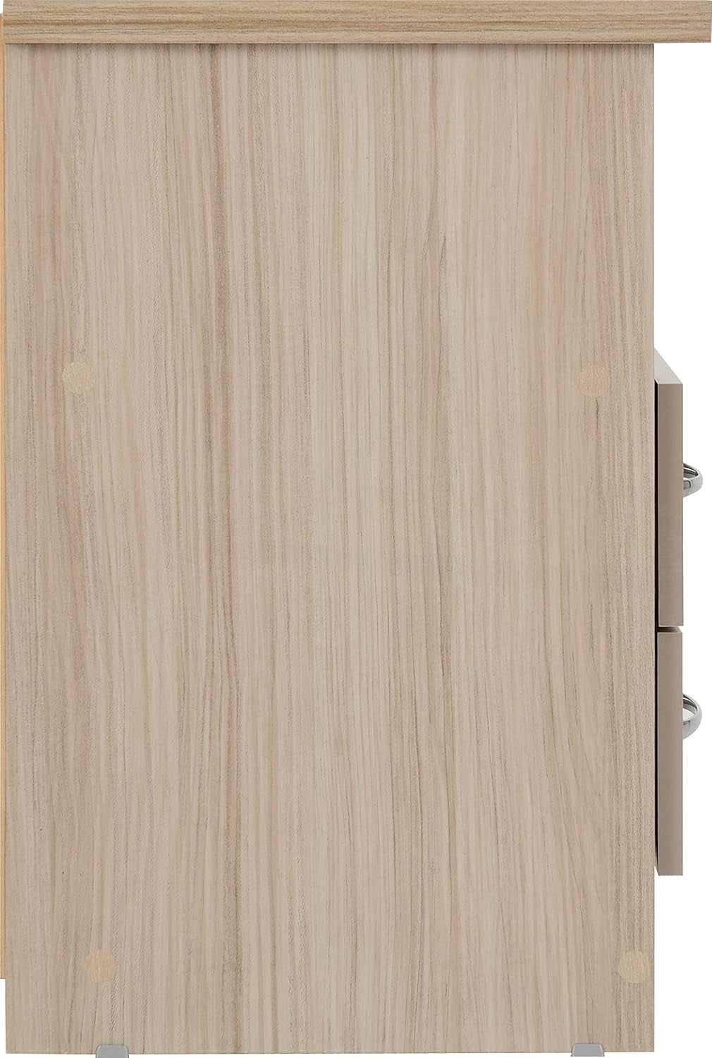 2 Drawer Bedside Table in Oyster Gloss & Light Oak – Modern Nightstand