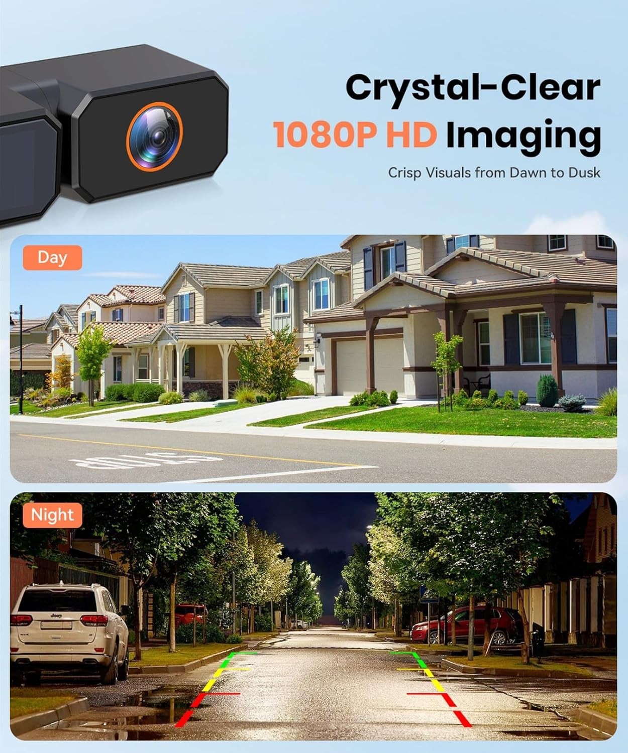7.2" Solar Wireless Reversing Camera 1080P DVR Split Screen