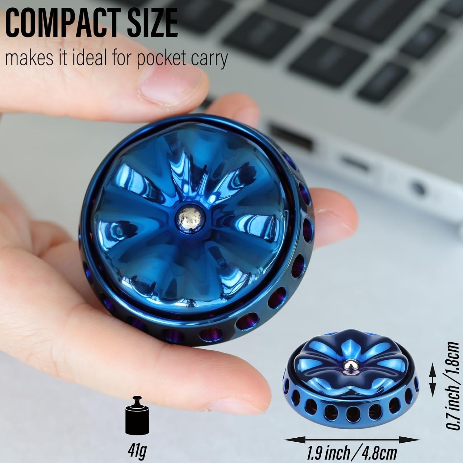 Blue Flower Metal Fidget Spinner Silent DIY Coin Top Slider