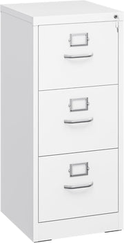 Lockable 3 Drawer Filing Cabinet White Steel Vertical A4 Legal Office Storage