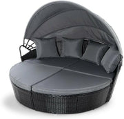 Luxury Outdoor Rattan Day Bed With Canopy Garden Lounger Sofa Set