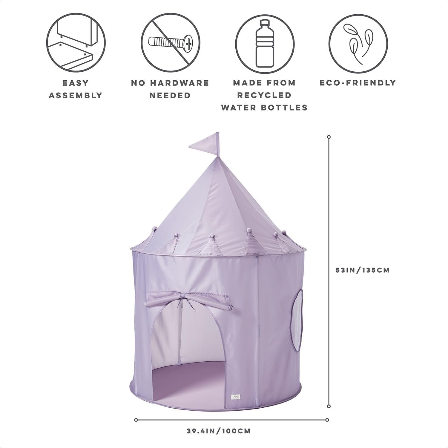 Purple Kids Indoor Play Tent Pop Up Castle Fort Recycled Fabric