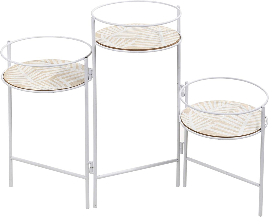 3-Tier Extendable Metal Plant Stand Indoor Flower Display Shelf White