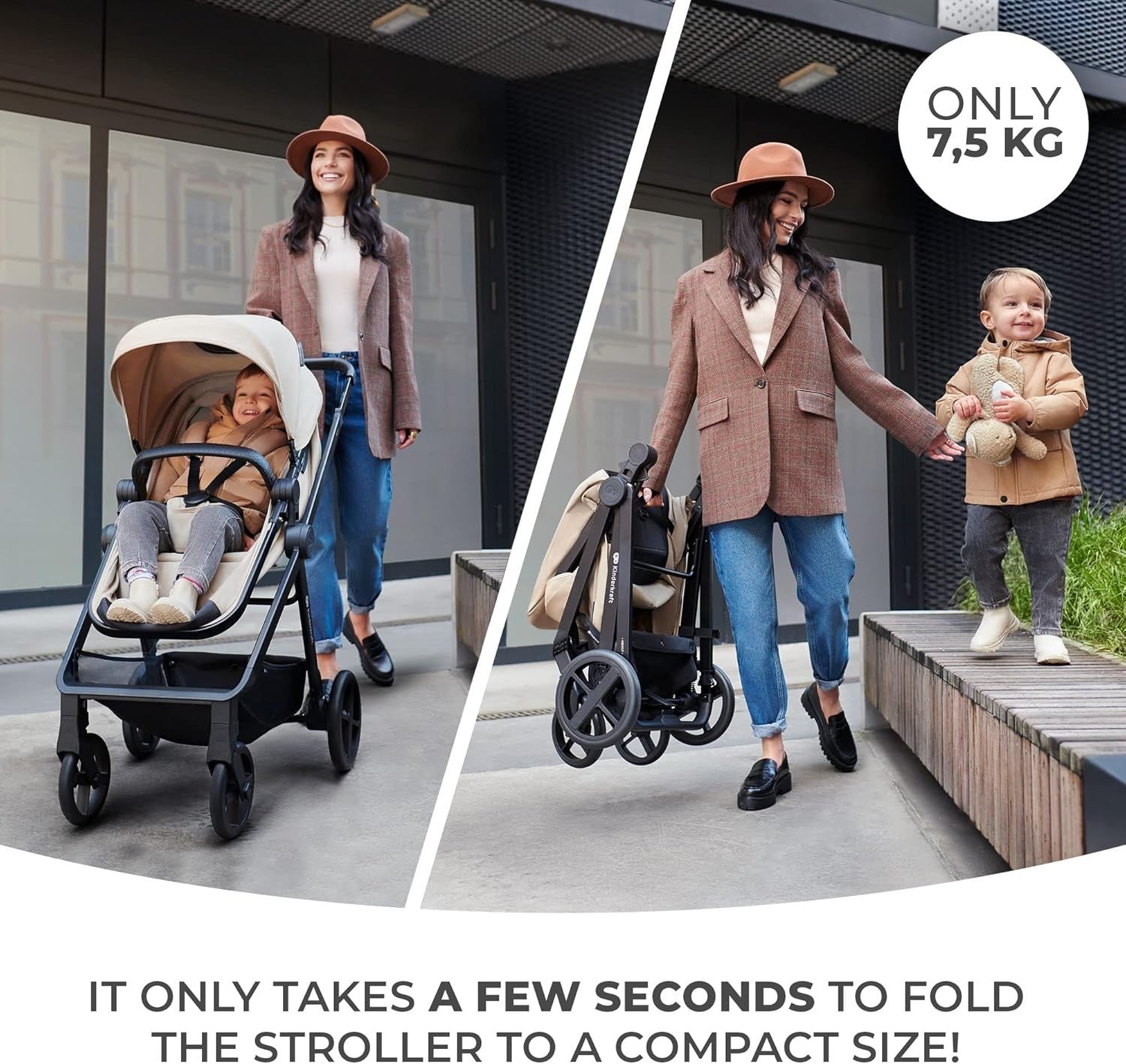 3 in 1 Baby Travel System 22kg, i-Size Car Seat, Easy Fold Pram