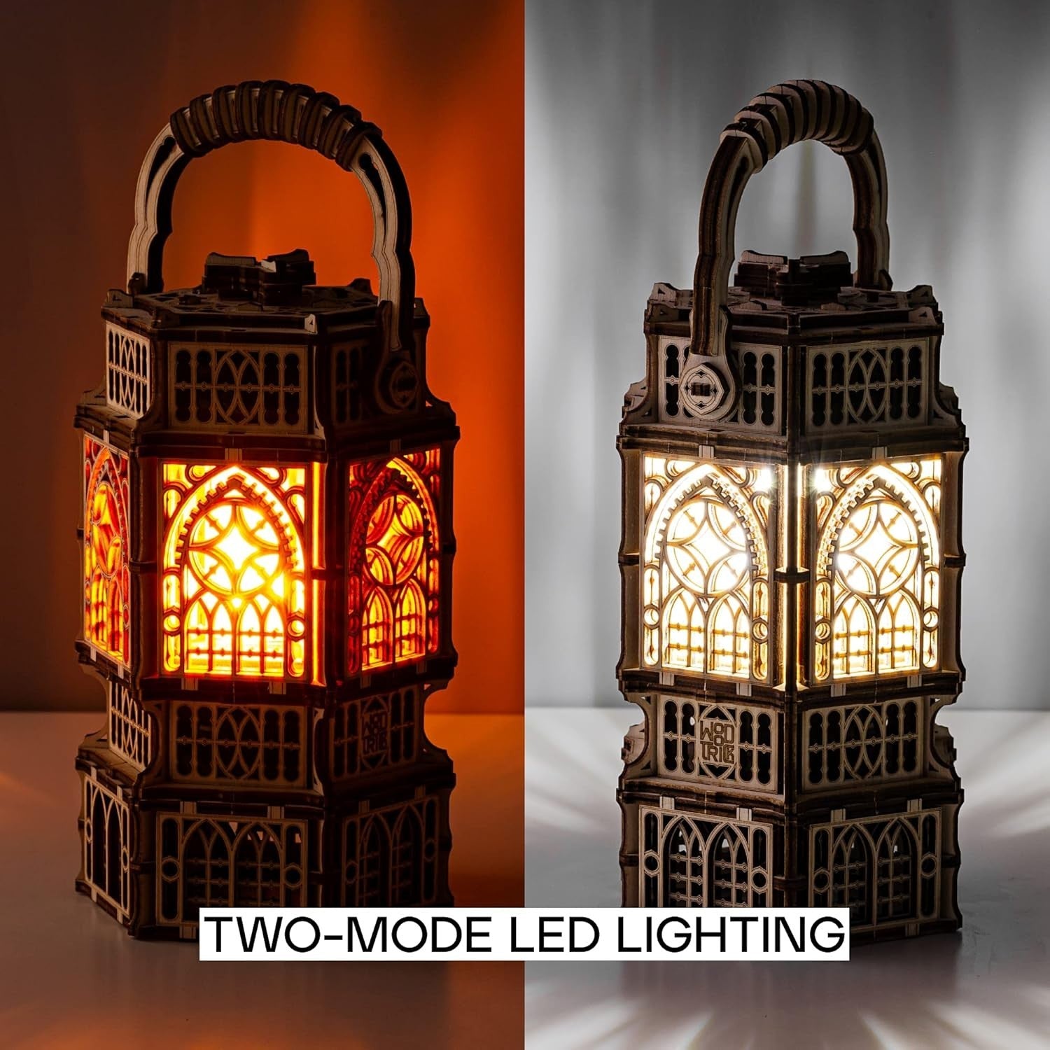 LED Lit 3D Wooden Lantern Puzzle – Mechanical DIY Model for Kids & Adults