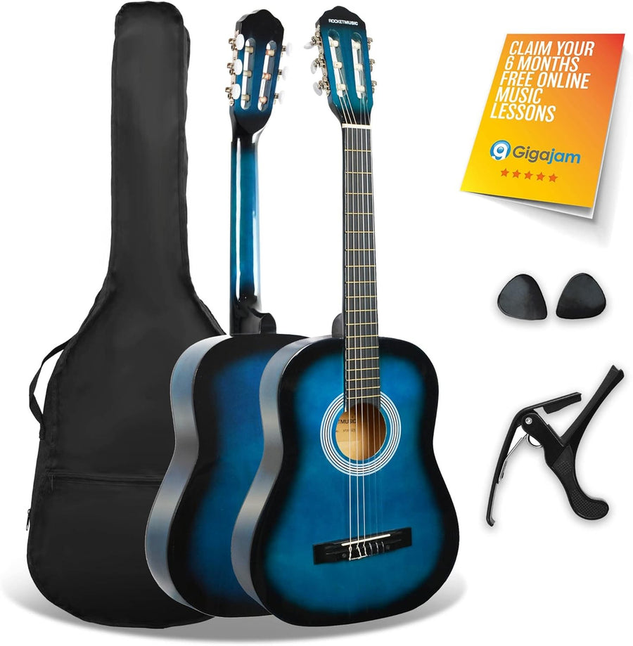 3/4 Size Junior Classical Guitar Starter Pack Blue Kids Kit
