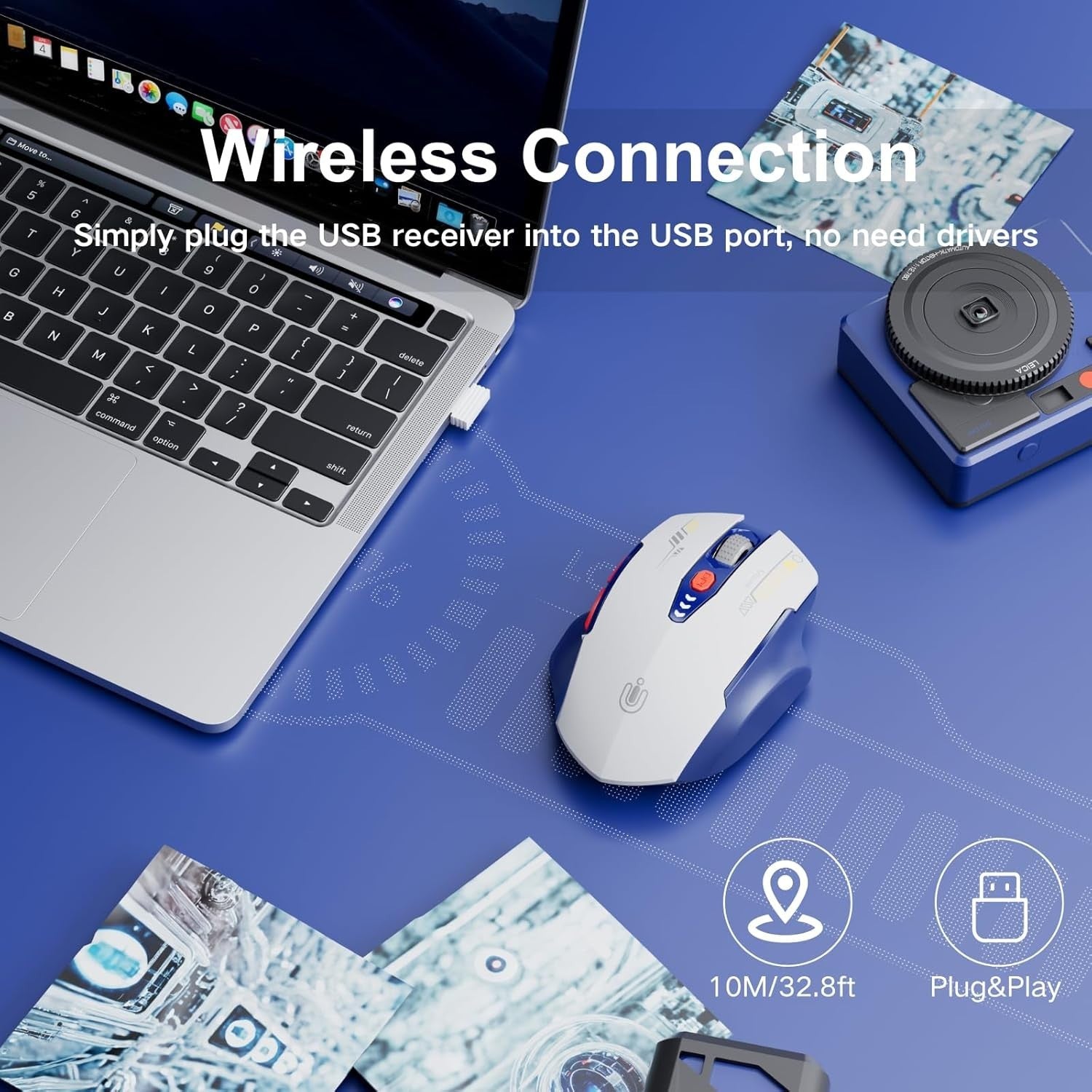 Rechargeable Wireless Mouse Battery Display Adjustable DPI 2.4G USB Laptop