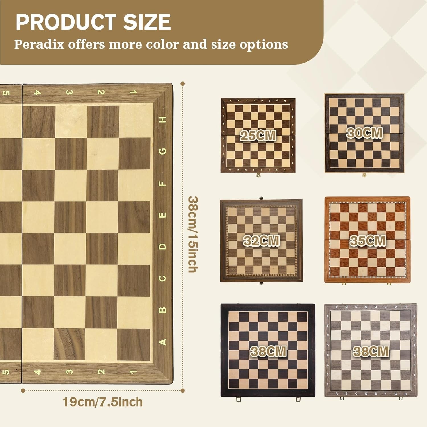 Luxury Magnetic Chess & Draughts Set 15" Foldable Walnut Board w/ Extra Queens